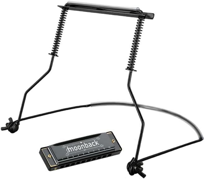 MOONBACK Harmonica Holder Set, 10 Holes Diatonic Blues Harmonica Key of C, Adjustable and Professional Harmonicas Holder Neck For Beginner, Students, Adult, Friends, Gift Update - Image 1